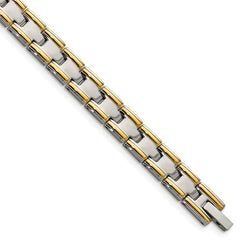 Chisel Stainless Steel Polished Yellow IP-plated 8.5 inch Link Bracelet SRB153-8.5