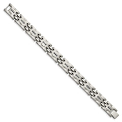 Chisel Stainless Steel Brushed and Polished with 3/4 carat Diamond 8.5 inch Bracelet SRB1531-8.5