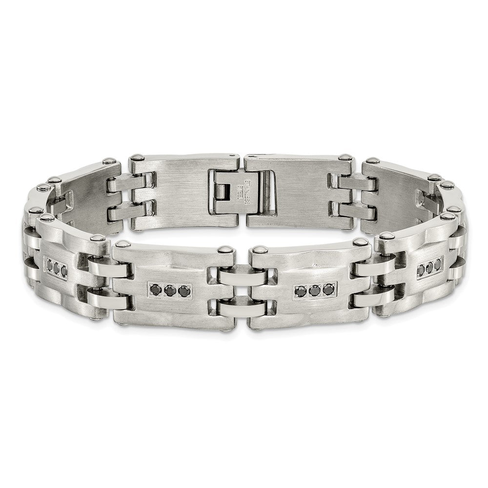 Chisel Stainless Steel Brushed and Polished with 3/4 carat Diamond 8.5 inch Bracelet SRB1531-8.5