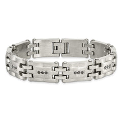 Chisel Stainless Steel Brushed and Polished with 3/4 carat Diamond 8.5 inch Bracelet SRB1531-8.5