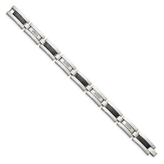 Chisel Stainless Steel Polished Black IP-plated with 1/4 carat Diamond 8.5 inch Bracelet SRB1544-8.5