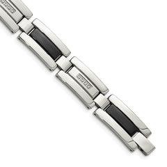 Chisel Stainless Steel Polished Black IP-plated with 1/4 carat Diamond 8.5 inch Bracelet SRB1544-8.5