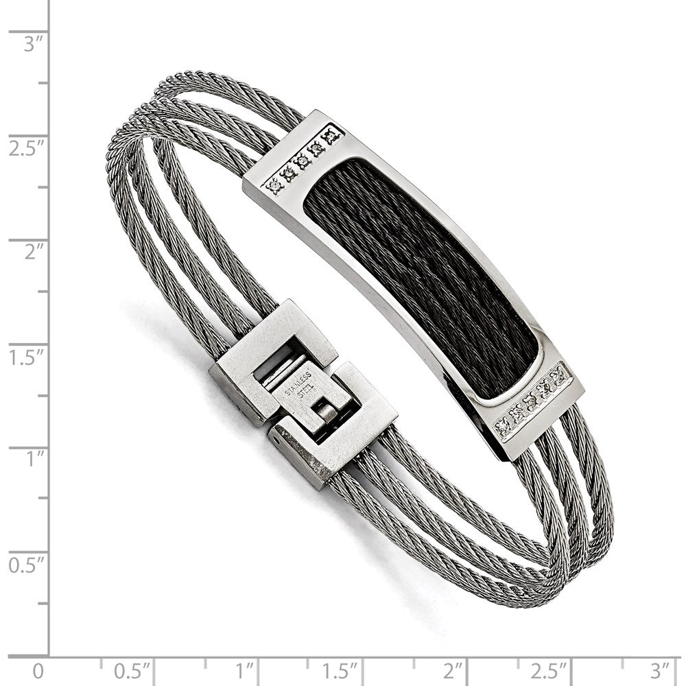 Chisel Stainless Steel Polished Black IP-plated with .15 carat Diamond 7.75 inch Bracelet SRB1548-7.75