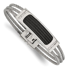 Chisel Stainless Steel Polished Black IP-plated with .15 carat Diamond 7.75 inch Bracelet SRB1548-7.75