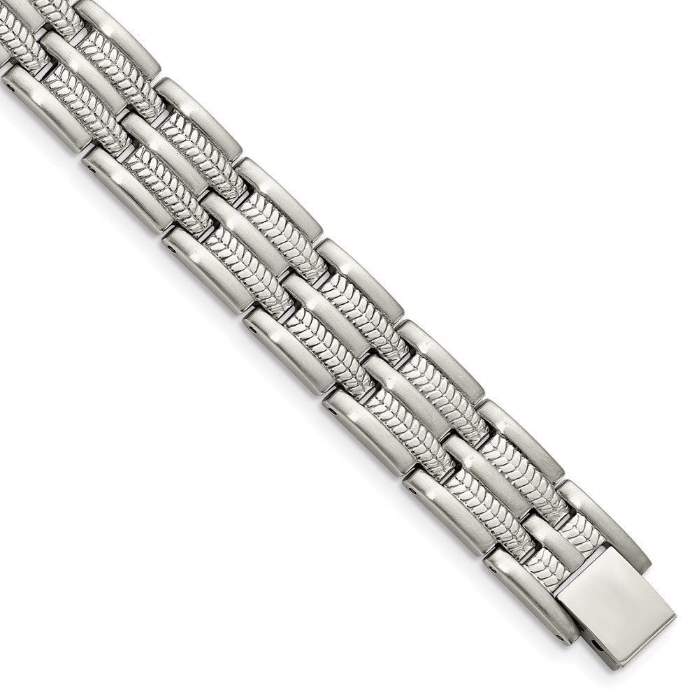Chisel Stainless Steel Brushed Polished and Textured 8.75 inch Link Bracelet SRB155-8.75