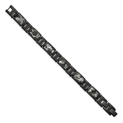 Chisel Stainless Steel Polished Black IP-plated Camo Enamel 8.5 inch Link Bracelet SRB1598-8.5