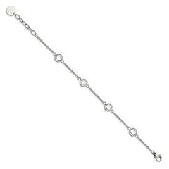 Chisel Stainless Steel Polished with Glass 6.5 inch Bracelet with 1.25 inch Extension SRB1613-6.5