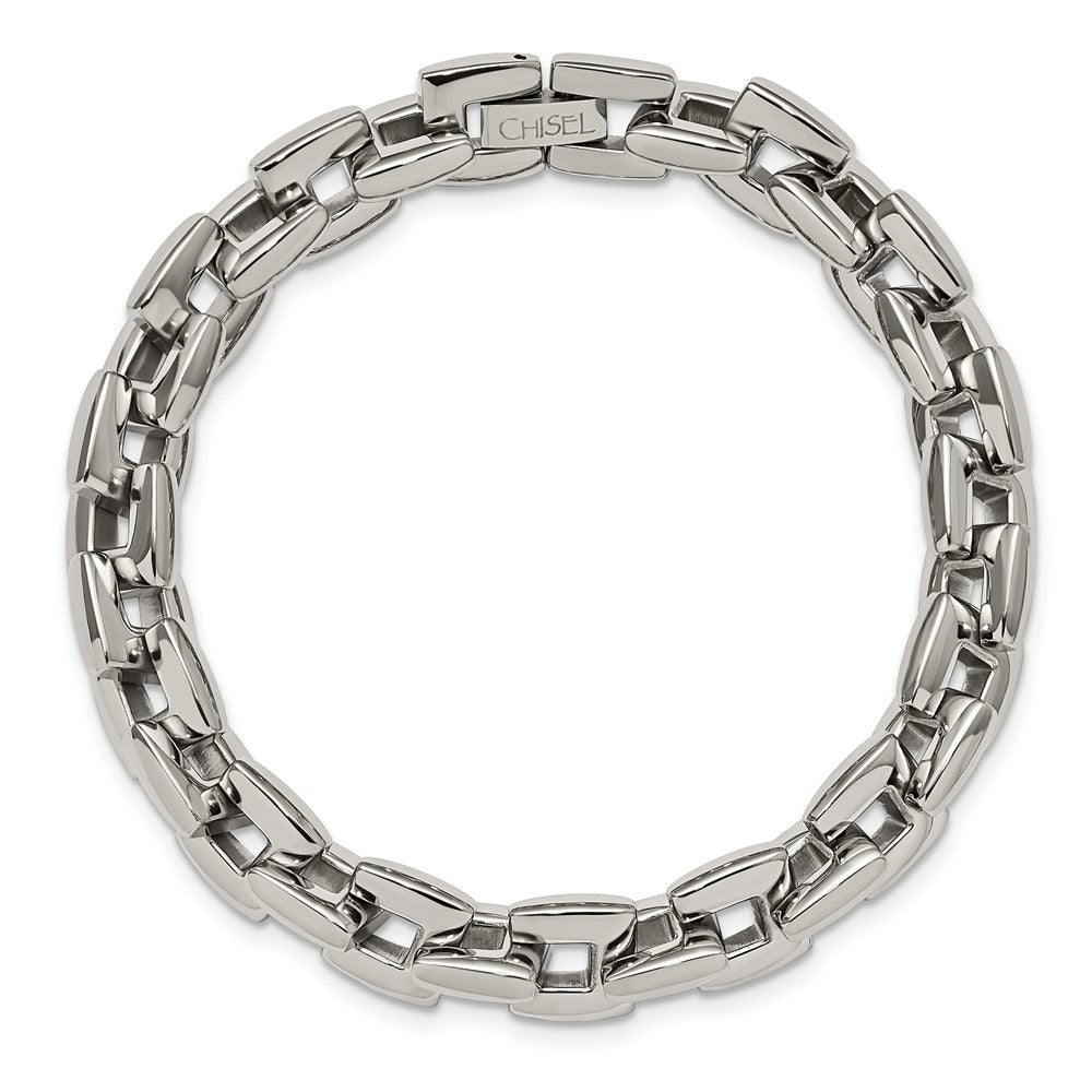 Chisel Stainless Steel Polished 9 inch Square Link Bracelet SRB166-9