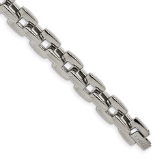 Chisel Stainless Steel Polished 9 inch Square Link Bracelet SRB166-9