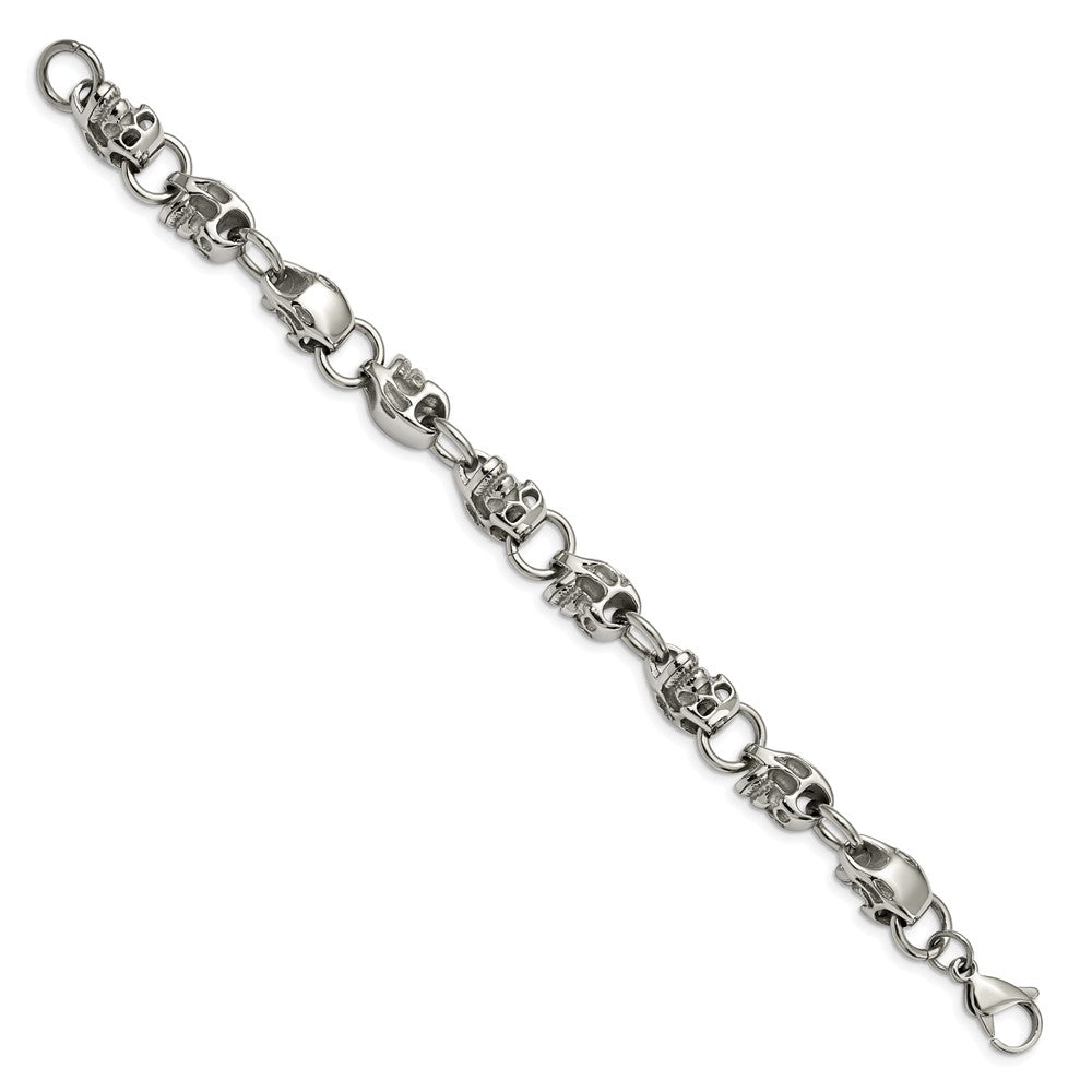 Chisel Stainless Steel Polished Skull Link 8.75 inch Bracelet SRB171-8.75