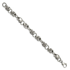 Chisel Stainless Steel Polished Skull Link 8.75 inch Bracelet SRB171-8.75