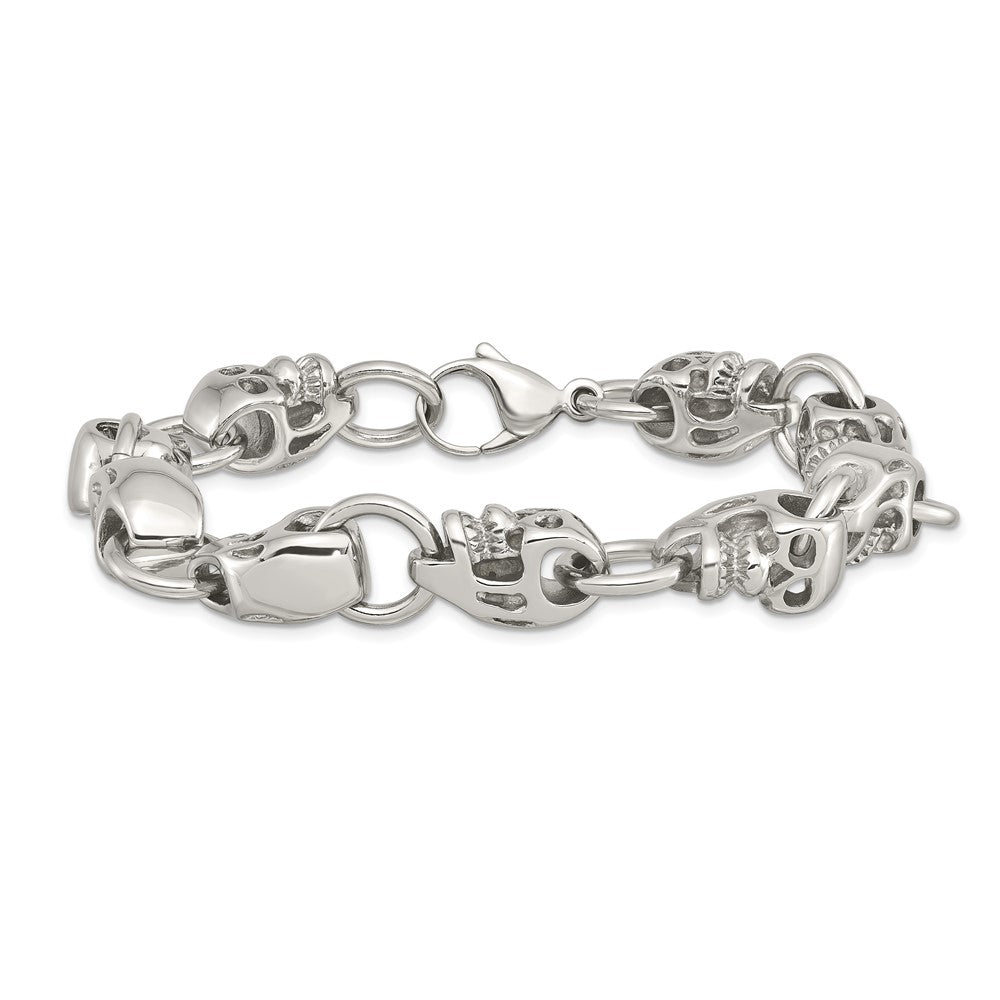 Chisel Stainless Steel Polished Skull Link 8.75 inch Bracelet SRB171-8.75