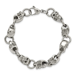 Chisel Stainless Steel Polished Skull Link 8.75 inch Bracelet SRB171-8.75
