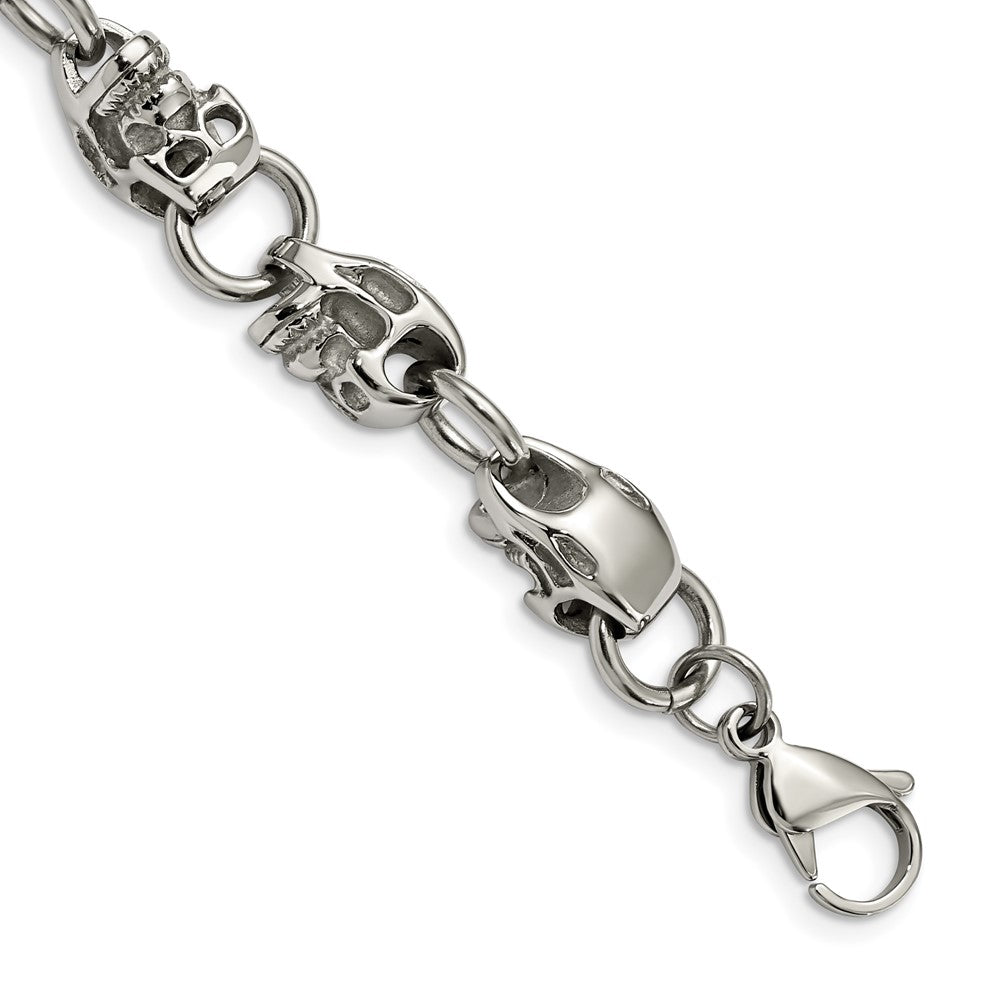 Chisel Stainless Steel Polished Skull Link 8.75 inch Bracelet SRB171-8.75