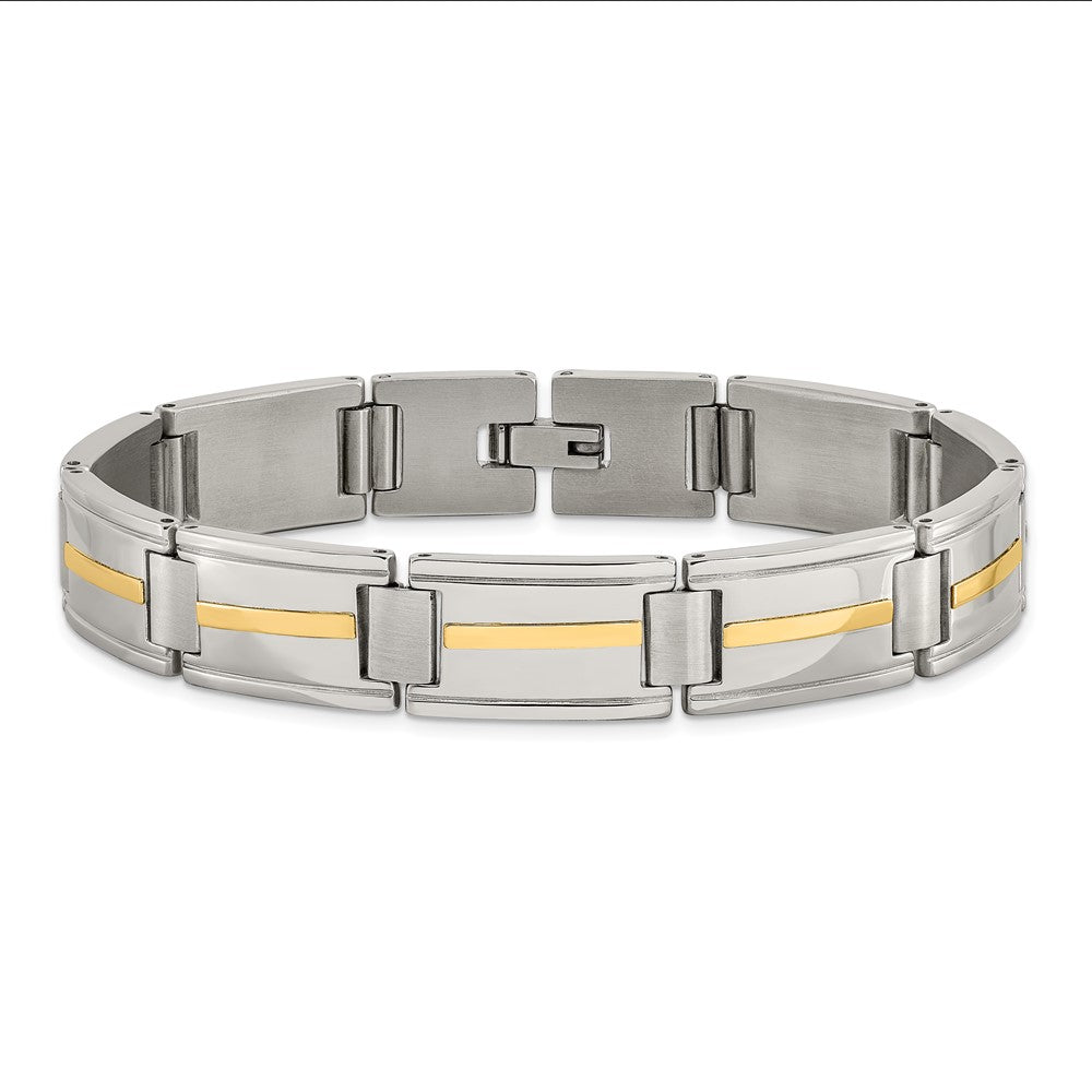 Chisel Stainless Steel with 14k Gold Accent Brushed and Polished 8.75 inch Link Bracelet SRB1721-8.75