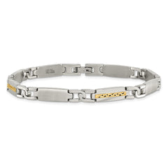Chisel Stainless Steel with 14k Gold Accent Brushed and Polished 8.75 inch Link Bracelet CHBRACELET