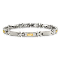 Chisel Stainless Steel with 14k Gold Accent Brushed and Polished 8.25 inch Link Bracelet SRB1730-8.25