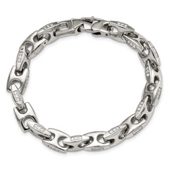 Chisel Stainless Steel Polished with CZ 9 inch Bracelet SRB1787-8