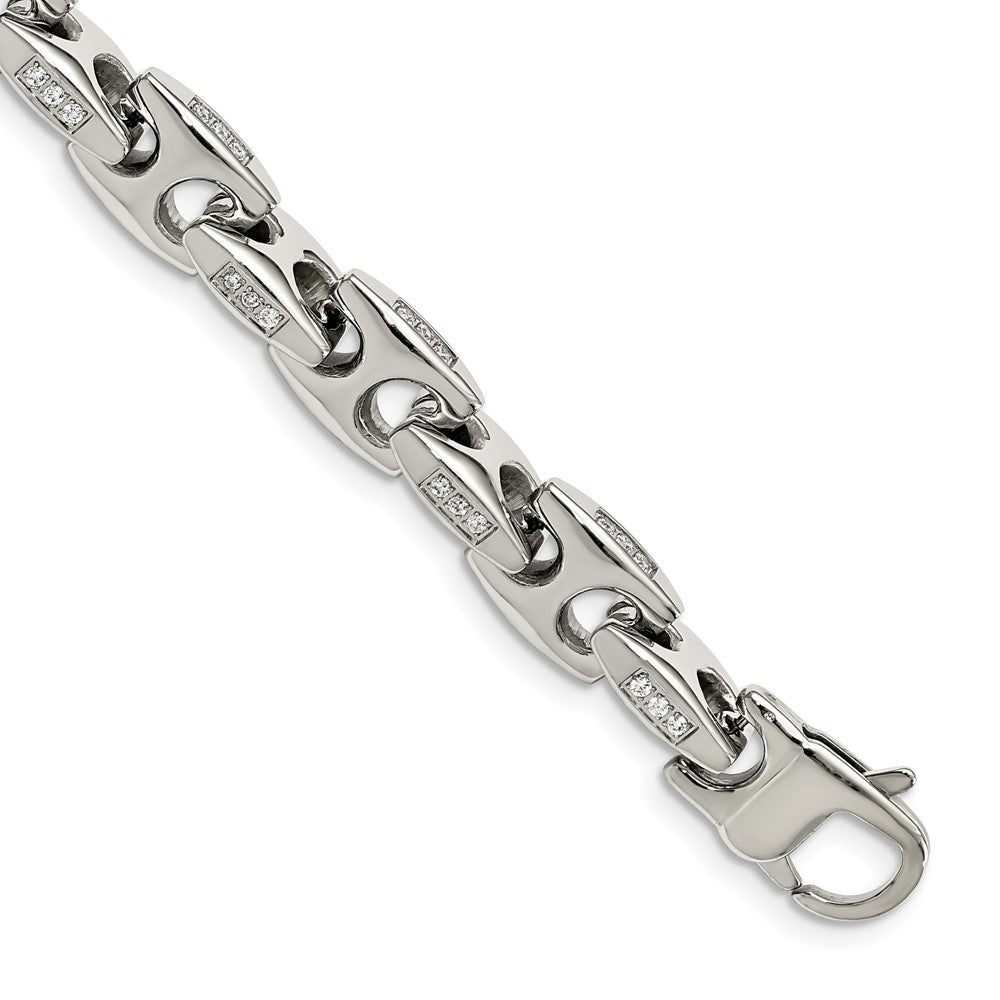 Chisel Stainless Steel Polished with CZ 9 inch Bracelet SRB1787-8