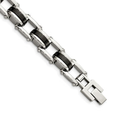 Chisel Stainless Steel Polished Black IP-plated 8.5 inch Bracelet SRB179-8.75