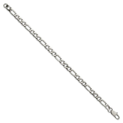 Chisel Stainless Steel Polished 6mm 8 inch Figaro Chain Bracelet SRB1806-8