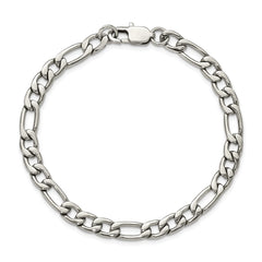 Chisel Stainless Steel Polished 6mm 8 inch Figaro Chain Bracelet SRB1806-8