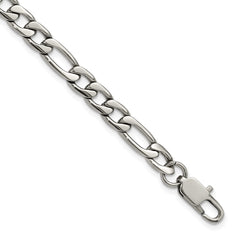 Chisel Stainless Steel Polished 6mm 8 inch Figaro Chain Bracelet SRB1806-8