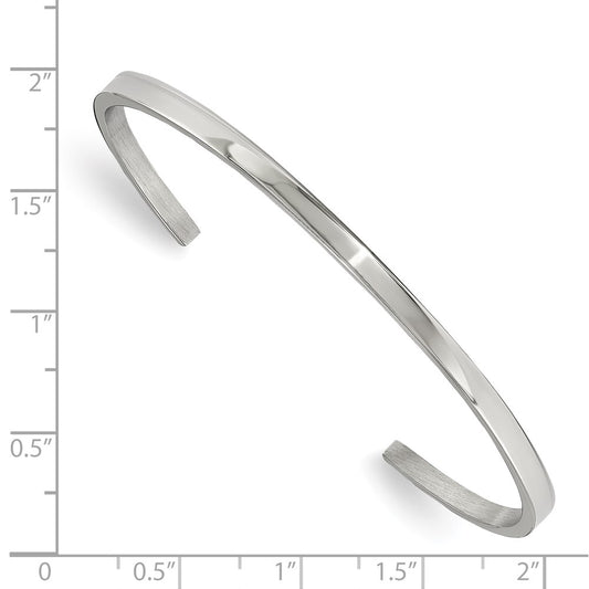 Chisel Stainless Steel Polished 3mm Cuff Bangle SRB1871