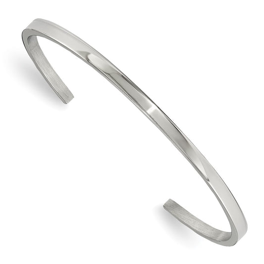 Chisel Stainless Steel Polished 3mm Cuff Bangle SRB1871
