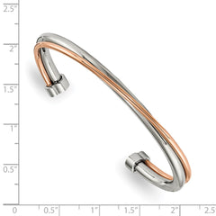 Chisel Stainless Steel Polished Rose IP-plated Twisted Cuff Bangle SRB1882
