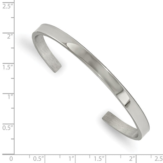 Chisel Stainless Steel Polished 5mm Cuff Bangle SRB1884