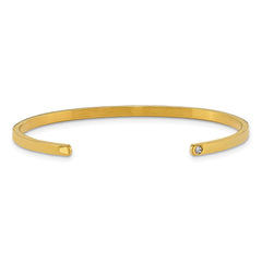 Chisel Stainless Steel Polished and Enameled Yellow IP-plated with Crystal LOVE YOU TO THE MOON AND BACK 3mm Cuff Bangle SRB1896