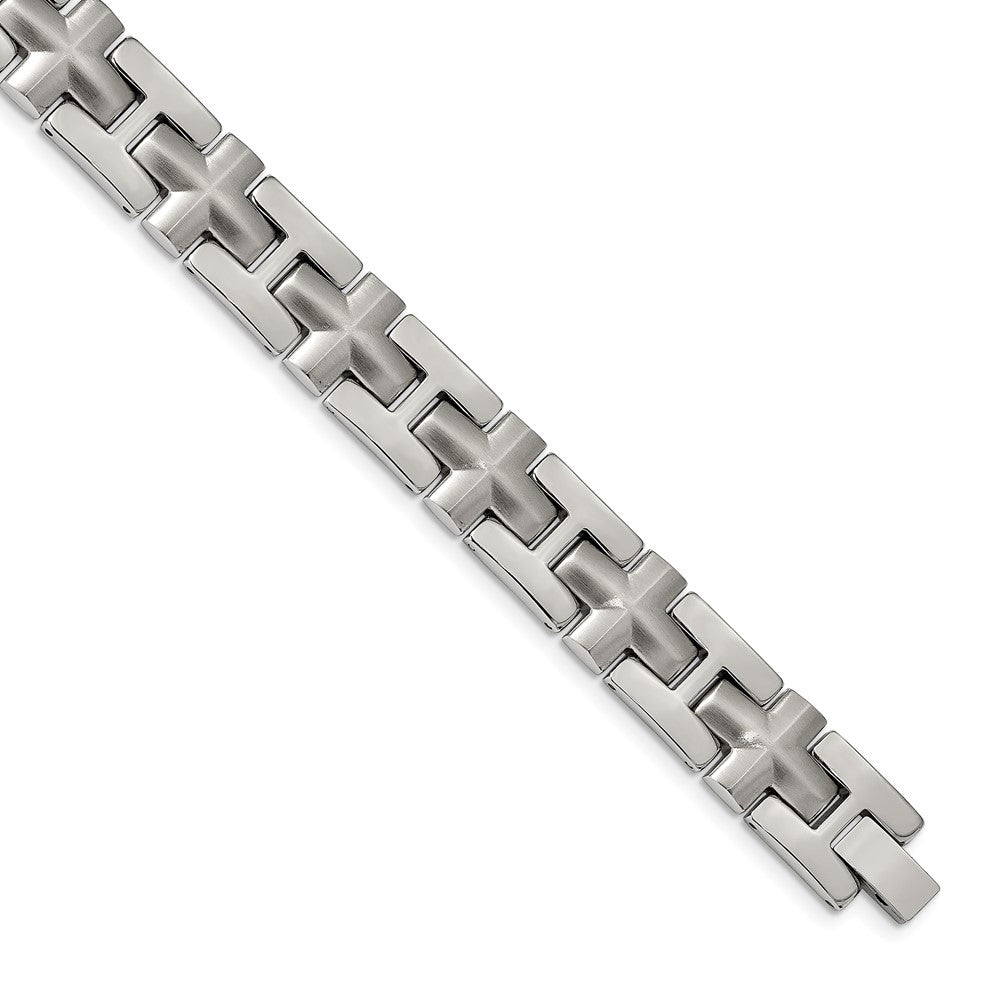 Chisel Stainless Steel Brushed and Polished 8.5 inch Cross Link Bracelet SRB1916-8.5