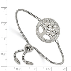 Chisel Stainless Steel Polished with Preciosa Crystal Tree of Life Adjustable Bracelet SRB1918