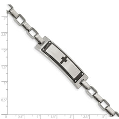 Chisel Stainless Steel Polished Black IP-plated Cross 8.5 inch ID Bracelet SRB1921-8.5