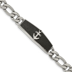 Chisel Stainless Steel Polished Black IP-plated Laser Cut Anchor 8.5 inch ID Bracelet SRB1925-8.5