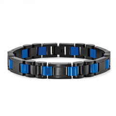 Chisel Stainless Steel Brushed and Polished Black and Blue IP-plated 8.75 inch Link Bracelet SRB1954-8.75