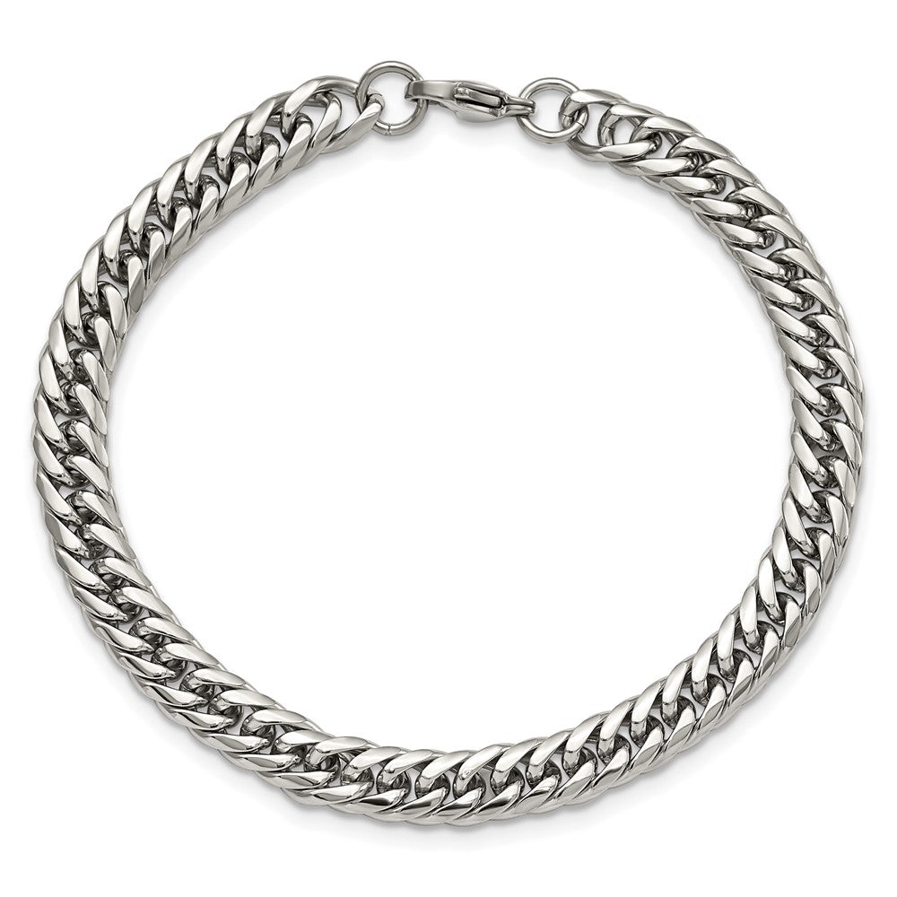 Chisel Stainless Steel Polished 9 inch Double Curb Chain Bracelet SRB1967-9