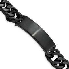 Chisel Stainless Steel Brushed Black IP-plated Curb Chain 9 inch ID Bracelet SRB1984-9