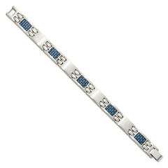 Chisel Stainless Steel Brushed with Blue Carbon Fiber Inlay 8.5 inch Link Bracelet SRB1995-8.5