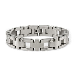 Chisel Stainless Steel Brushed and Polished 8.5 inch Open Cross Link Bracelet SRB2174-8.5