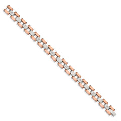 Chisel Stainless Steel Polished Rose IP-plated with 1/5 carat Diamond 8.75 inch Bracelet SRB2177-8.75