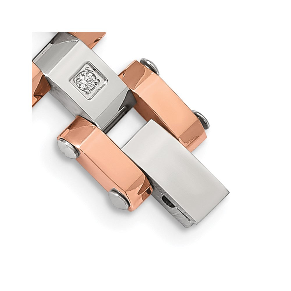Chisel Stainless Steel Polished Rose IP-plated with 1/5 carat Diamond 8.75 inch Bracelet SRB2177-8.75