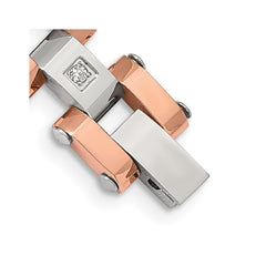 Chisel Stainless Steel Polished Rose IP-plated with 1/5 carat Diamond 8.75 inch Bracelet SRB2177-8.75