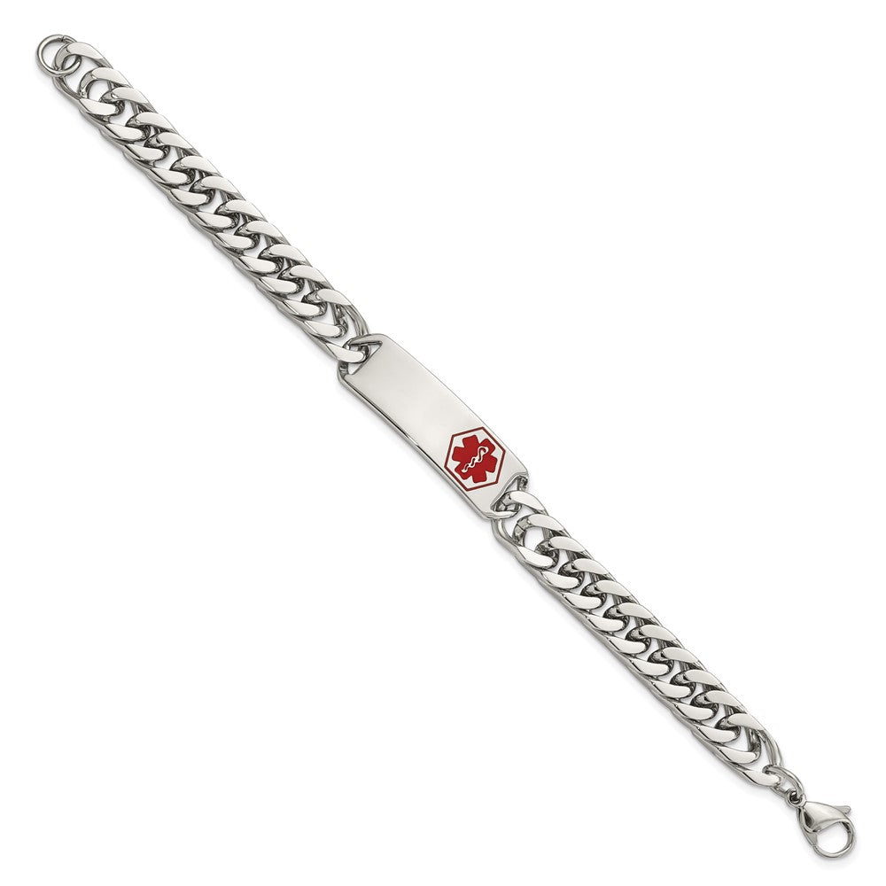 Chisel Stainless Steel Polished with Red Enamel Medical ID 8.5 inch Bracelet SRB2196-8.5