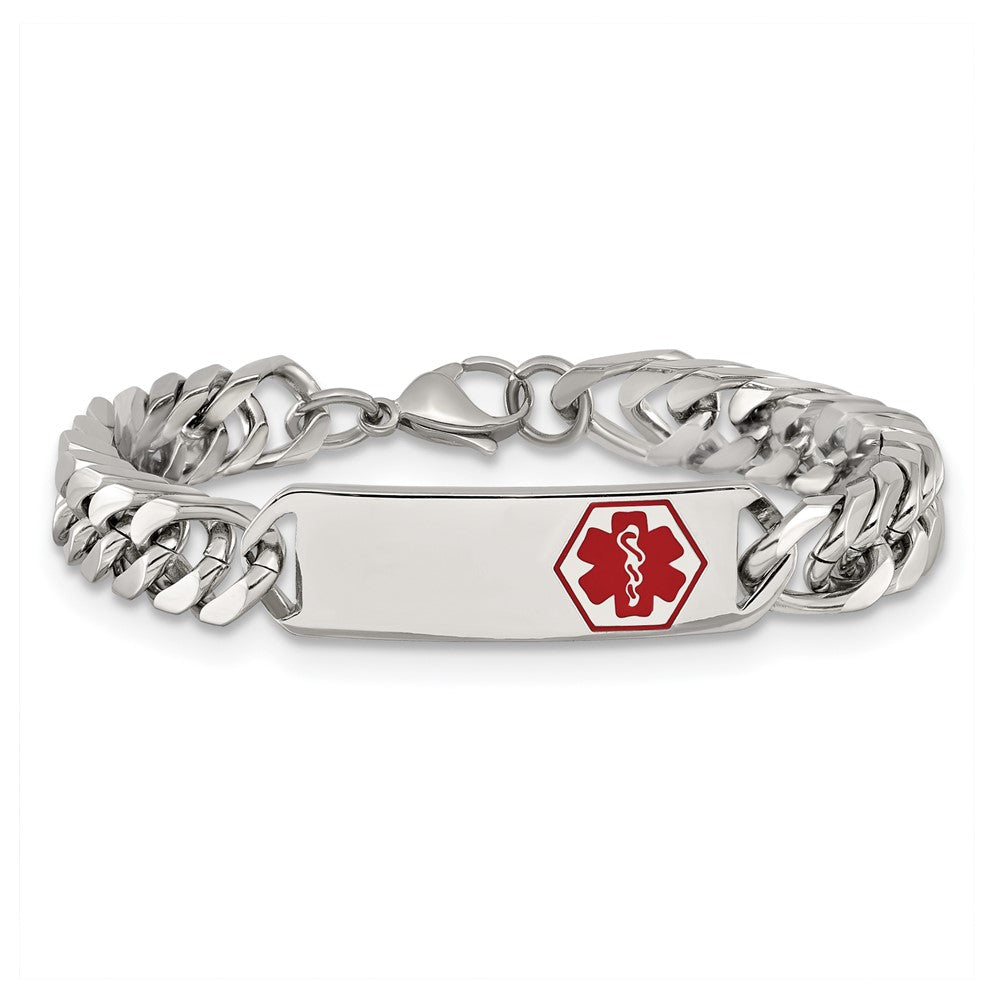 Chisel Stainless Steel Polished with Red Enamel Medical ID 8.5 inch Bracelet SRB2196-8.5