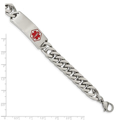 Chisel Stainless Steel Polished with Red Enamel Medical ID 8.5 inch Bracelet SRB2196-8.5