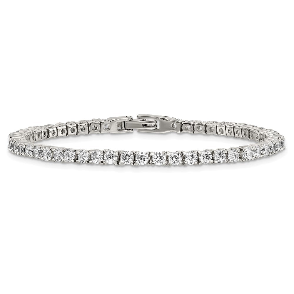 Chisel Stainless Steel Polished CZ 7.5 inch Tennis Bracelet SRB2202-7.5