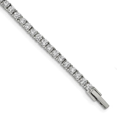 Chisel Stainless Steel Polished CZ 7.5 inch Tennis Bracelet SRB2202-7.5