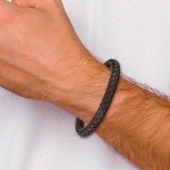 Chisel Stainless Steel Brushed Brown Braided Leather 8.25 inch Bracelet SRB2216-8.25